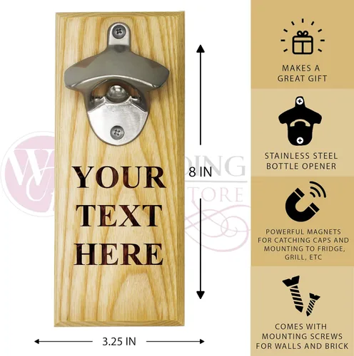 Miniatura 3 de The Wedding Party Store Abrebotellas de cerveza y soda grabado personalizado grabado en la pared con atrapador de tapa magnética, personalizado