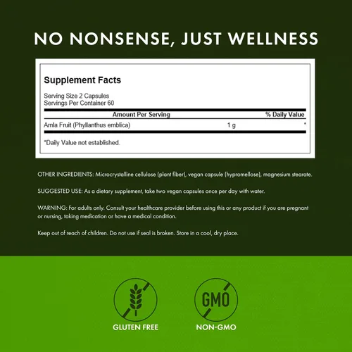 Miniatura 3 de Swanson Full Spectrum Amla Fruit (grosella espinosa india) - Suplemento herbario ayurvédico que promueve la vitalidad y el apoyo energético, lleno