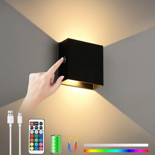 Miniatura 8 de Aplique de pared recargable con control táctil Lightess, luz blanca cálida Touch Dimmable Control Battery Operated Up & Down LED Light Tool-Free