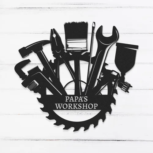 Miniatura 9 de Letreros de garaje personalizados, letrero de metal con nombre personalizado para taller, letreros de taller de diseño de automóviles, arte de pared