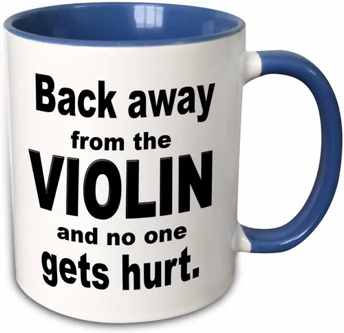 Miniatura 10 de 3dRose Back Away From The Violin And No One Gets Hurt - Taza negra de dos tonos, 11 onzas