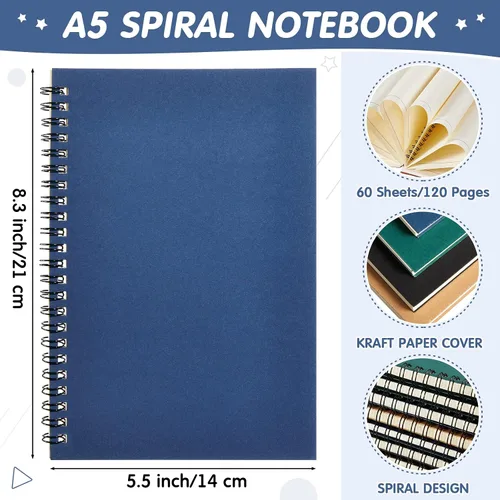 Miniatura 2 de Mimorou Paquete de 12 cuadernos en espiral de tapa dura con rayas universitarias A5 para suministros escolares de oficina, 100 páginas/50 hojas, 8.3