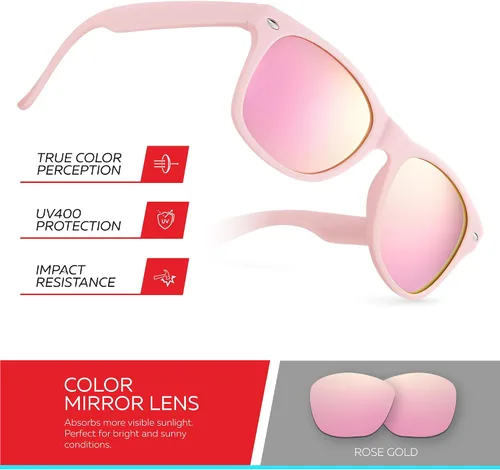 Miniatura 135 de Retro Rewind Lentes de sol para niños y niñas de 3 a 12 años, inastillables, UV400, lentes de sol para niños pequeños