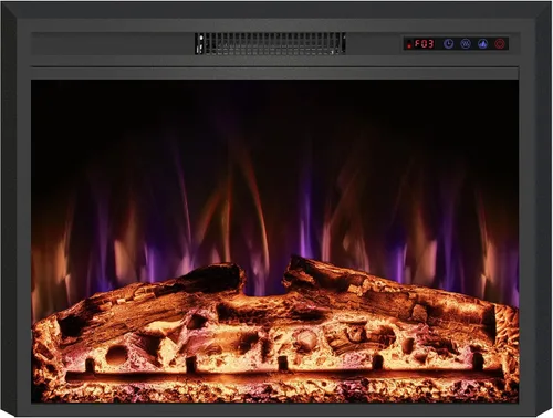 Miniatura 11 de Inserto de chimenea eléctrica de 26 pulgadas de ancho, 6 niveles de brillo, 5 velocidades de llama, 62-82 ℉, temporizador y control remoto, chimenea