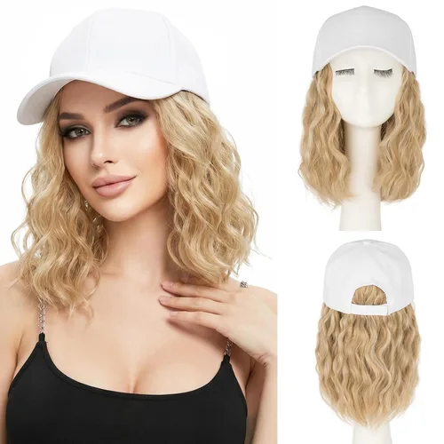 Miniatura 28 de SEGO Gorra de béisbol con extensiones de cabello para mujer, resistente al calor, sintético, 6 pulgadas, ajustable, corta, recta, peluca de repuesto