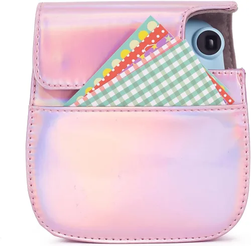 Miniatura 6 de Instant Mini 12 Funda Protectora para Cámara para Fujifilm Instax Mini 12/11, Funda Bolsa de Cámara de Cuero PU Premium con Bolsillo y Correa rosado