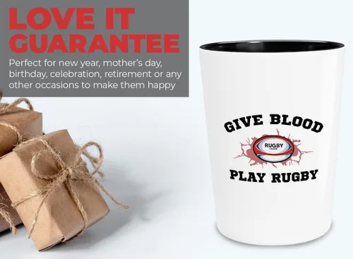 Miniatura 3 de Vaso de chupito de rugby de 1.5 oz – Give Play Rugby – Negro y crema Rugby Proud Rugby Girls Gift Women Rugby