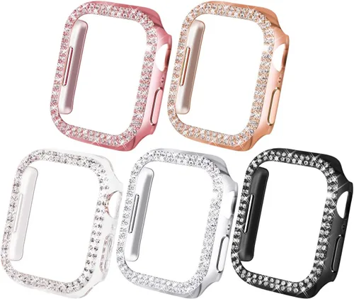 Miniatura 9 de Carcasa NewWays Bling Cases para Apple Watch de 1.5 pulgadas, 1.56 pulgadas, 1.65 pulgadas, 1.73 pulgadas, Negro/Rosa/Oro Rosa/Plata/Transparente