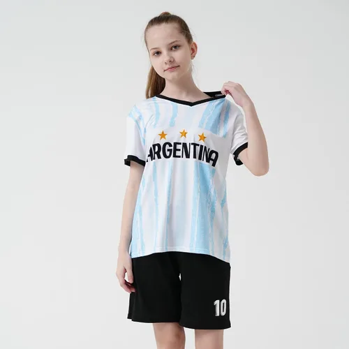 Miniatura 31 de Cnins Camisetas de entrenamiento de fútbol para niños de 2 a 14 años, trajes de práctica para niños y niñas con colores del equipo nacional