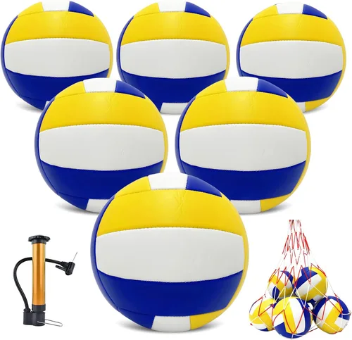 Miniatura 9 de Official Size 5 Volleyball Balls, Waterproof Soft Bulk Recreational Volley Balls with Pump and Net Bag for Beach Pool Sand Training for Beginner
