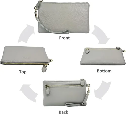 Miniatura 5 de Befen - billetera de mano de cuero de plena flor genuino, de agarre para mujer, cartera de mano para teléfono inteligente, billetera