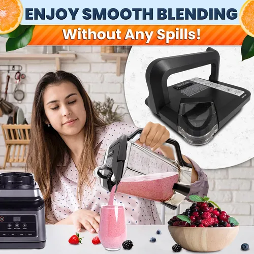 Miniatura 9 de Tapa de repuesto para licuadora Ninja, solo se adapta a la nueva jarra de extensión de llanta, compatible con los modelos BL770 BL770W BL771 BL771C
