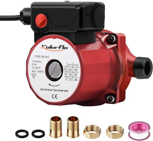 Bomba de circulación de agua caliente de 3/4 pulgadas Bomba de agua de circulación de 3 velocidades para sistema de calentador solar (RS15-6 rojo)