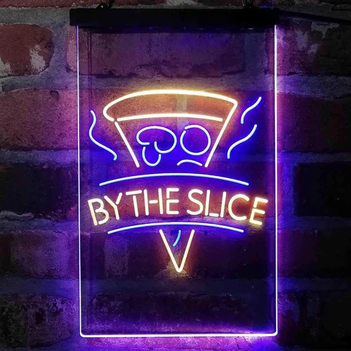 Miniatura 2 de ADVPRO Pizza by The Slice Café - Letrero de neón LED de doble color, azul y rojo, 8 x 12 pulgadas st6s23-i4145-br