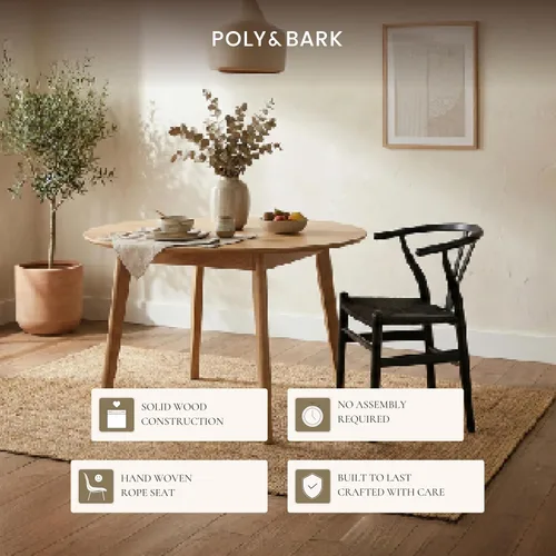 Miniatura 5 de POLY & BARK Sillas de comedor trenzadas – Sillas de comedor Wishbone modernas de mediados de siglo con brazos, estructura de madera maciza, uso