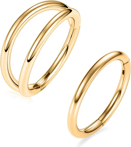 Miniatura 9 de GAGABODY 2 piercings para la nariz, calibre 20G, 18G, 16G, 14G, 12G, 10G, 8G, acero quirúrgico, tabique, cartílago, hélice, trago, concha, daith