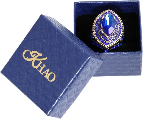 Miniatura 7 de Anillo de mujer - 1.260 in de gran tamaño chapado en oro antiguo estilo turco azul piedra preciosa anillo vintage joyería de las mujeres J0769BLUE