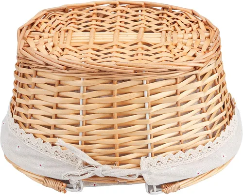 Miniatura 3 de ZOENHOU 2 cestas vacías de mimbre natural, tejida a mano, grandes recuerdos, cesta de picnic con asas para recoger frutas, verduras, huevos, dulces