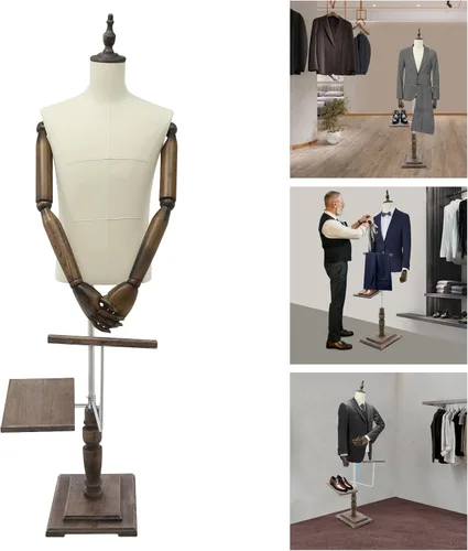 Miniatura 3 de Forma de vestido de maniquí masculino con soporte, cuerpo de maniquí de altura ajustable con estante desmontable para pantalones y soporte
