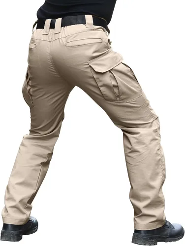 Miniatura 19 de Hiwise Pantalones tácticos elásticos para hombre, resistentes al agua, pantalones cargo Ripstop, ligeros para exteriores, pantalones de senderismo