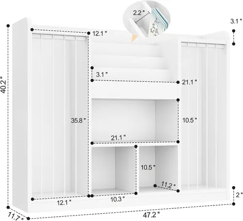 Miniatura 3 de ONBRILL Organizador de almacenamiento de juguetes, almacenamiento de animales de peluche con estantería de 4 niveles, funda de almacenamiento