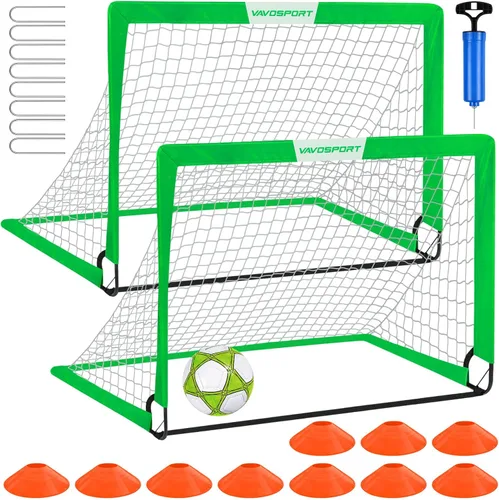 Miniatura 15 de Juego de porterías de fútbol para niños para patio trasero – 2 de 4 x 3 pies, equipo portátil de entrenamiento de portería de fútbol, red de fútbol