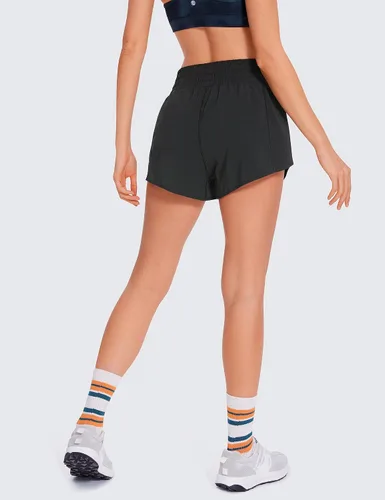 Miniatura 90 de CRZ YOGA Pantalones cortos de correr de cintura alta para mujer de 2.5 pulgadas, forro de malla de secado rápido para entrenamiento deportivo