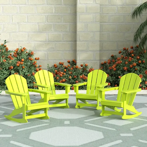Miniatura 223 de WestinTrends Silla mecedora Malibu de poliéster para exterior/patio Adirondack, Negra