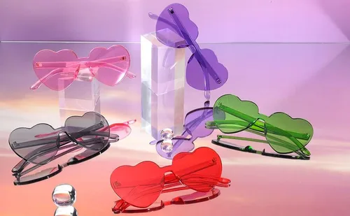 Miniatura 2 de FEISEDY Gafas de sol de corazón grueso sin montura en forma de corazón Gafas de sol para mujer, gafas de amor de moda B2419