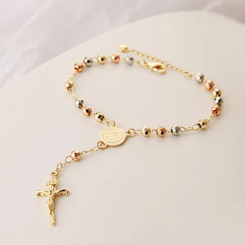Miniatura 61 de HZMAN Pulsera de cruz con cuentas de rosario virgen de Guadalupe ajustable para mujer, regalo de joyería