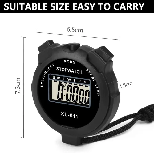 Miniatura 2 de Vicloon Temporizador deportivo digital, cronómetro de viaje simple con pantalla grande, temporizador dividido de una sola vuelta, fecha de alarma