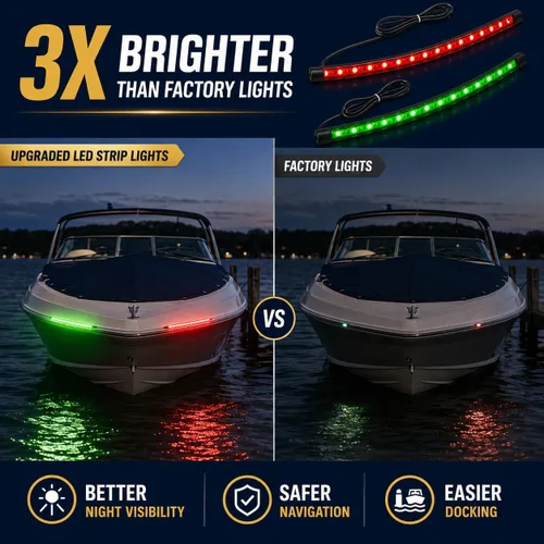 Miniatura 3 de Luces de navegación – Luces de proa LED, verde y rojo, pesca nocturna, cubierta, IP67 impermeable para pontón, bote auxiliar, kayak, barco Jon, yate