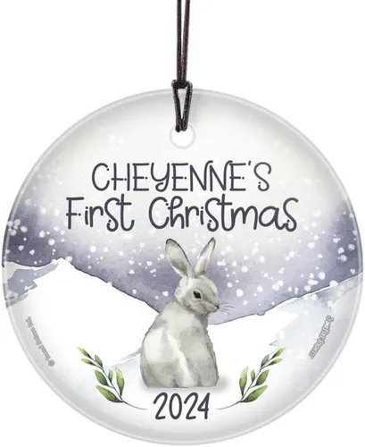 Miniatura 12 de Baby's First Christmas 2025 - Impresión de cristal colgante – Personalizar con año y foto – Diseño minimalista – Impresiones Starfire de 3.5