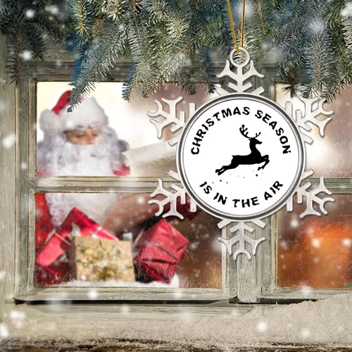 Miniatura 6 de Adornos decorativos para colgar en la temporada de Navidad con citas divertidas de Navidad, adornos de copo de nieve de metal, regalo de Navidad