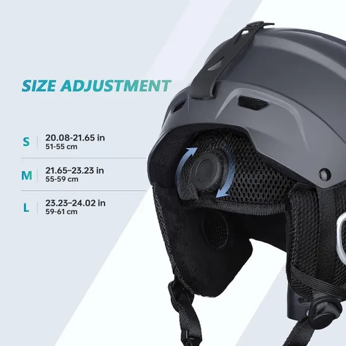 Miniatura 5 de VANRORA Casco de esquí, casco de snowboard para hombres y mujeres, ventilación con control de clima, ajuste de esfera, compatible con gafas, forro