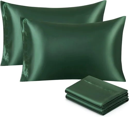 Miniatura 26 de Ersmak Juego de 2 fundas de almohada de satén estándar, ultra suaves y sedosas para cabello y piel, resistentes a las arrugas a la decoloración