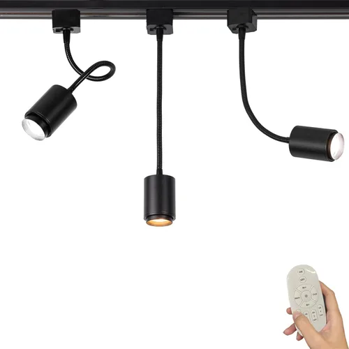Miniatura 9 de Kiven Iluminación de riel tipo H, 1 luz moderna Halo Track accesorios de iluminación con cuello de cisne flexible de 360°, foco LED de aluminio