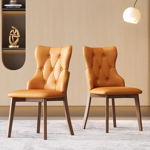 Miniatura 33 de Juego de sillas de comedor, sillas rústicas de cocina, silla de comedor tapizada con cojín grueso, silla de sala de estar con marco de madera beige