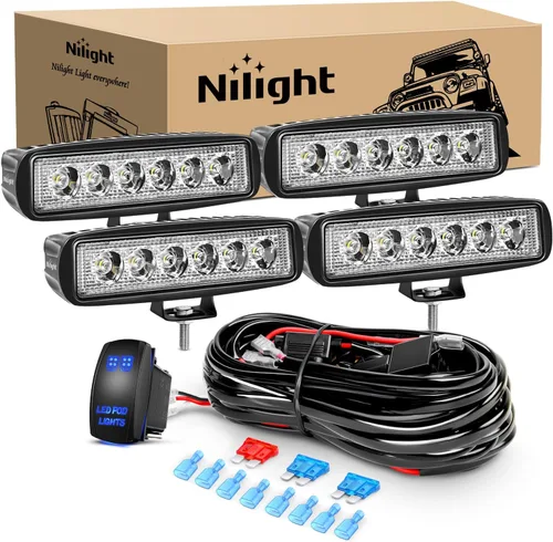 Miniatura 18 de Nilight Disparador lateral LED amarillo 2 unidades 6.5 pulgadas 60W haz de inundación para conducción fuera de carretera niebla barra de luz