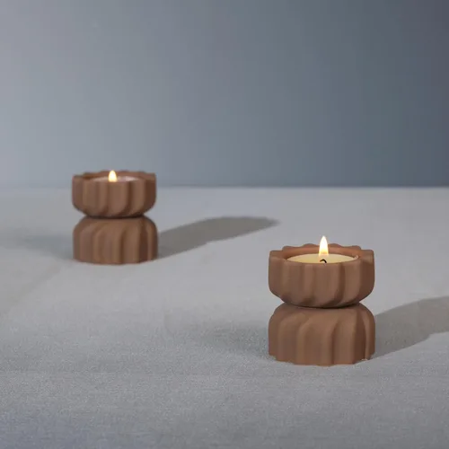 Miniatura 8 de Juego de 2 portavelas de grano en espiral; portavelas votivas de té de cemento con un giro; pequeño soporte decorativo de té de cemento