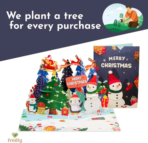 Miniatura 5 de Paper Love Frndly Tarjeta Emergente de Navidad, Noche de Navidad 3D, Regalo para Navidad o Vacaciones - 100% Reciclada y Ecológica, Cubierta de 5" x