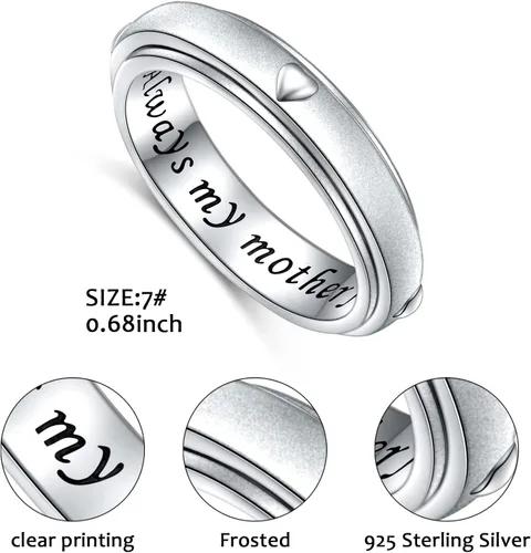 Miniatura 6 de Anillo giratorio de plata de ley 925 para la ansiedad, para mujeres, alivio del estrés, aburrimiento, TDAH, autismo, anillos para mujeres y hombres