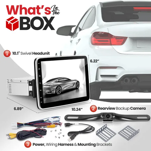 Miniatura 2 de Pyle Estéreo de coche DIN único de 10.1 pulgadas, unidad principal receptora de pantalla táctil estéreo Bluetooth Indash con cámara de respaldo