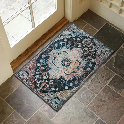 Miniatura 48 de Collive Tapete lavable para puerta de interior, antideslizante, alfombra de entrada retro de 20 x 32 pulgadas, tapete de entrada de absorción Multi