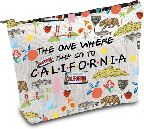 FOTAP Bolsa de maquillaje California Trip - Bolsa de viaje de recuerdo estatal y regalo de inauguración de la casa, California, Bolsa