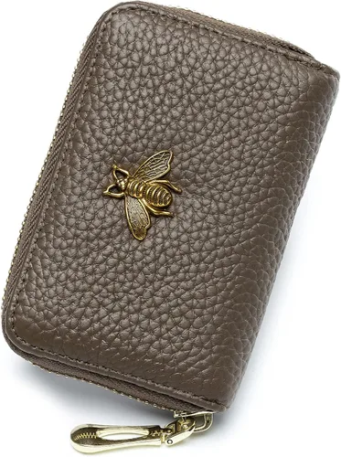 Miniatura 63 de imeetu Soporte para tarjetas de crédito RFID, cartera pequeña de cuero con cremallera para mujer