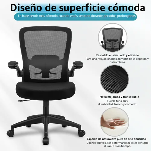 Miniatura 8 de FelixKing Silla de Oficina, Silla de Escritorio Ergonómica con Malla Respirable, Respaldo Alto Ajustable con Soporte Lumbar, Reposabrazos Abatibles