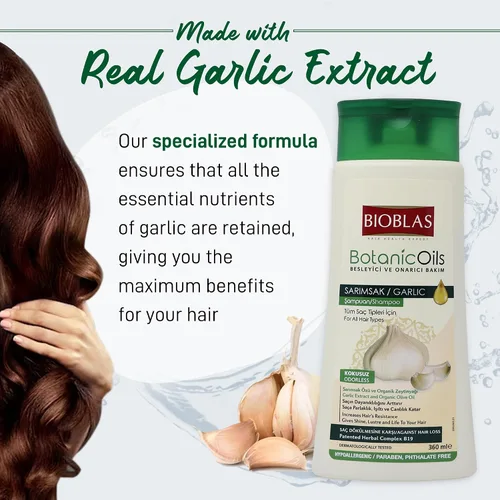 Miniatura 7 de BIOBLAS Champú de ajo – Crecimiento del cabello inodoro y sin perfume para hombres y mujeres – Aclarador para limpiar el cabello, raíces y cuero