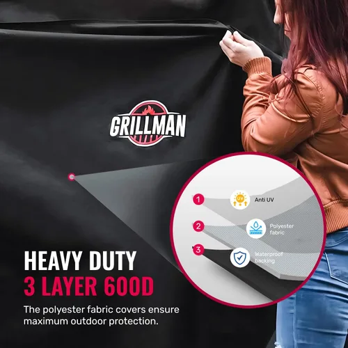 Miniatura 3 de Grillman - Funda para parrilla exterior, funda para parrilla de barbacoa a prueba de rasgaduras, impermeable, grande y resistente, de 30 x 26 x 43