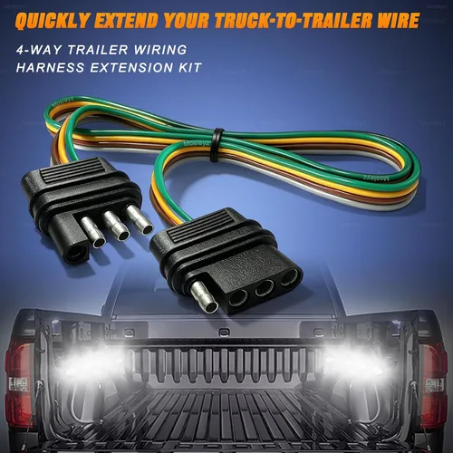 Miniatura 6 de Extensión de cable de remolque 4 vías 4 pines, enchufe de 4 cables 4 planos con enchufe macho y hembra 18 AWG 26 pulgadas, extensor de arnés